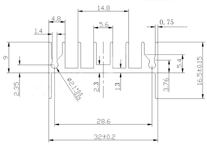 10pcs Amplifier Flat Bridge Radiator TO-3P TO-247 Rectifier Bridge Heat Sink 32*17*30 with Needle Spacing 28mm