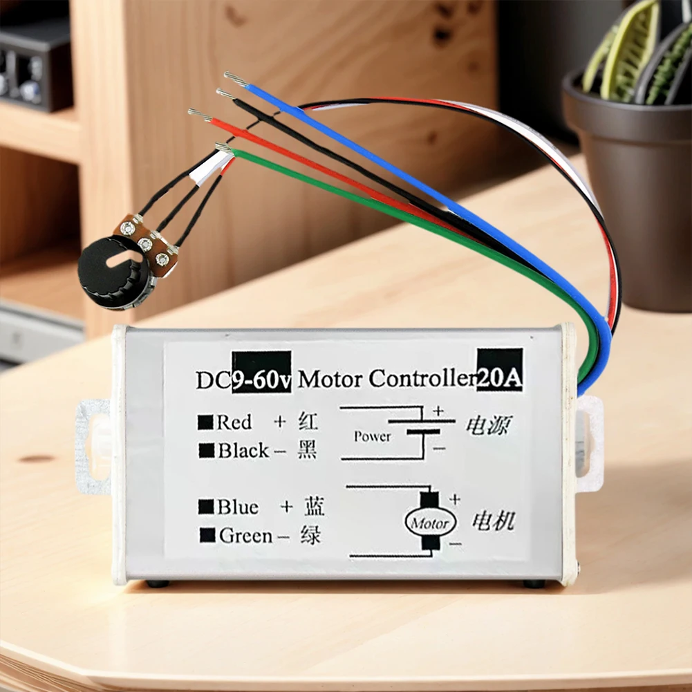 DC Motor Speed Controller DC 9V-60V 12V 24V 60V 20A Motor Pulse Width Modulator Regulator PWM DC Motor Driver Speed Controller