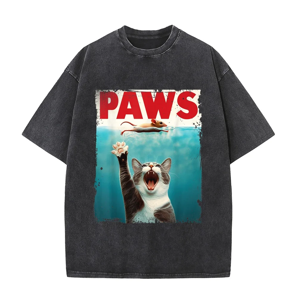 Paws Parody Cat Mouse Humorous Chasing Kitten T-Shirt Men's T-Shirts Anime 5XL Printed Clothes Men Pet Lover Short Sleeve Tee