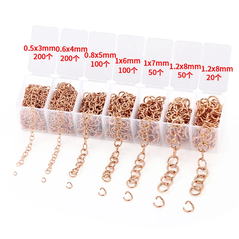 3/4/5/6/7/8mm Rose Gold Open Jump Ring Split Rings Connectors For Diy Jewelry Making Accessories Ring Box Set Wholesale Supplies