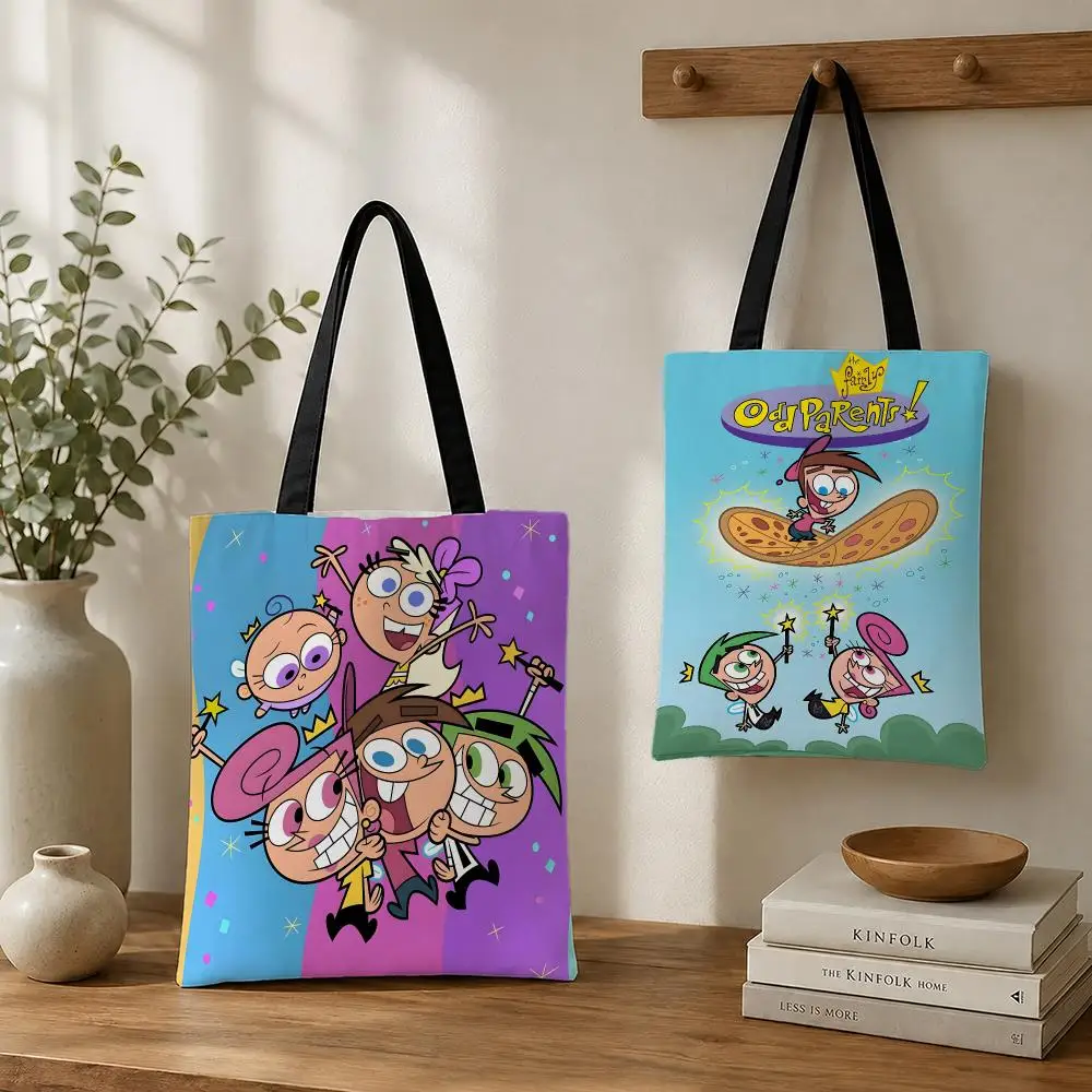t-The Fairly OddParents Storage Bags Canvas tote bags reusable shopping bags perfect for work daily commutes