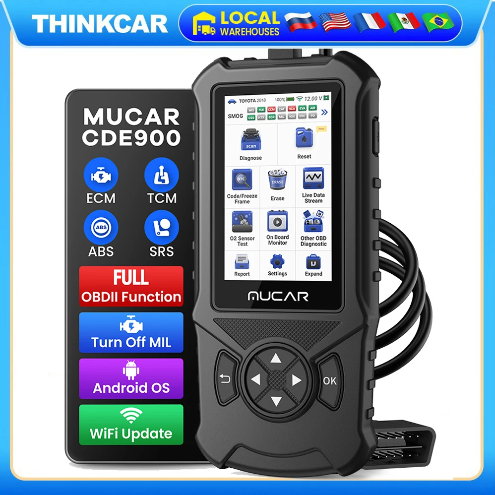 MUCAR CDE900 Obd2 Scanner for Auto Car Diagnostic Tools Obd 2 Version Diagnosis Lifetime Free Update Code Reader Scanner Tools