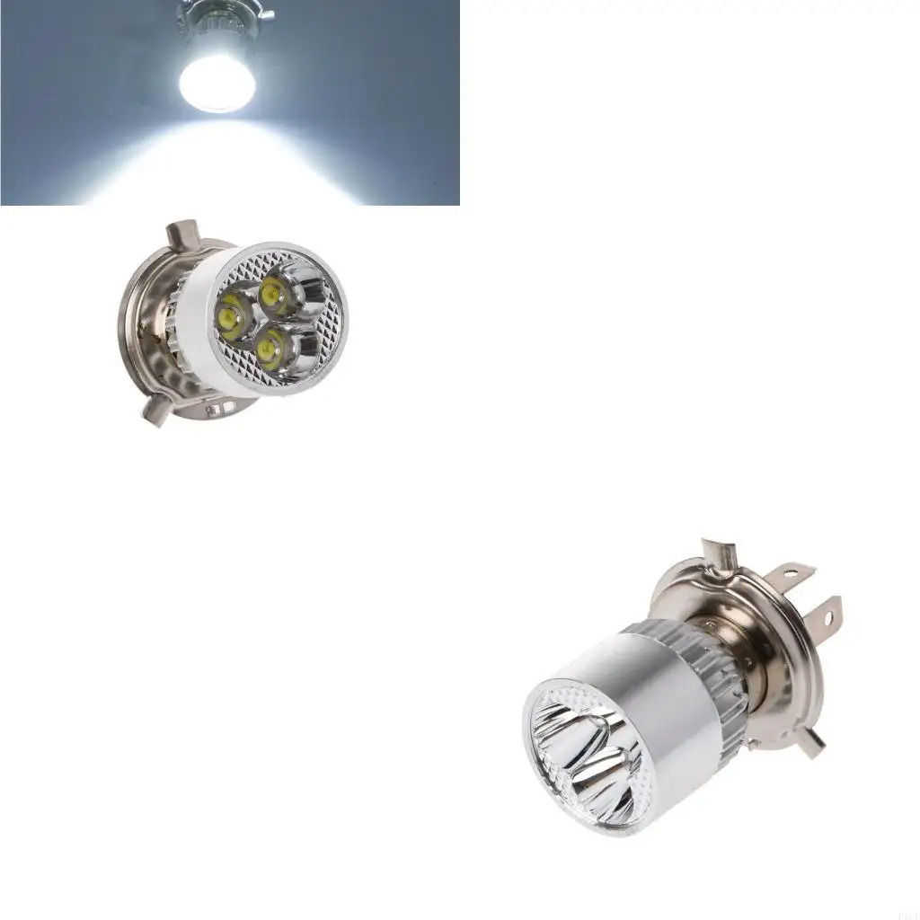 F1CF 12-80V H4 Motorcycle Bulb LED Lamp Hi/Lo Beam Headlight Front Light 3 LED Bulbs