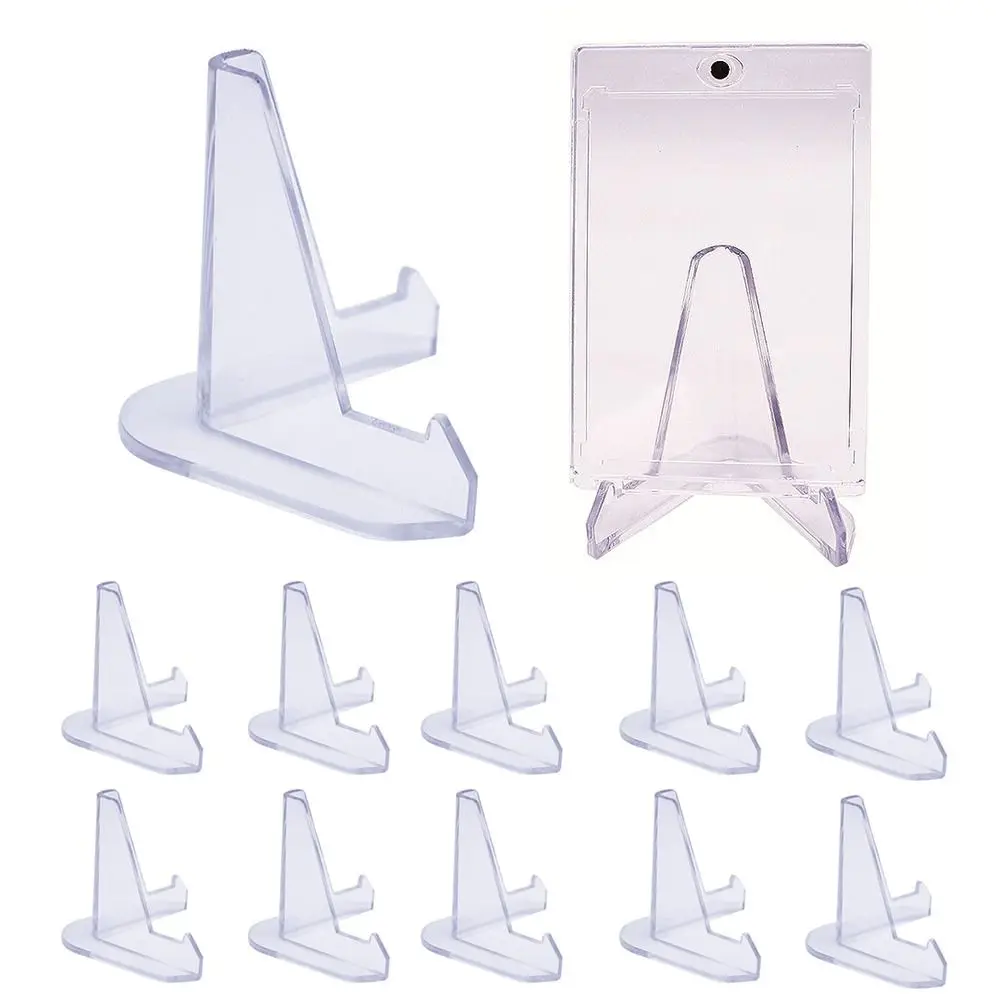 10Pcs Thicken Card Display Stand Triangular Plastic Coin Display Stand Holders Clear Stable Small Easel Rack Home Decor