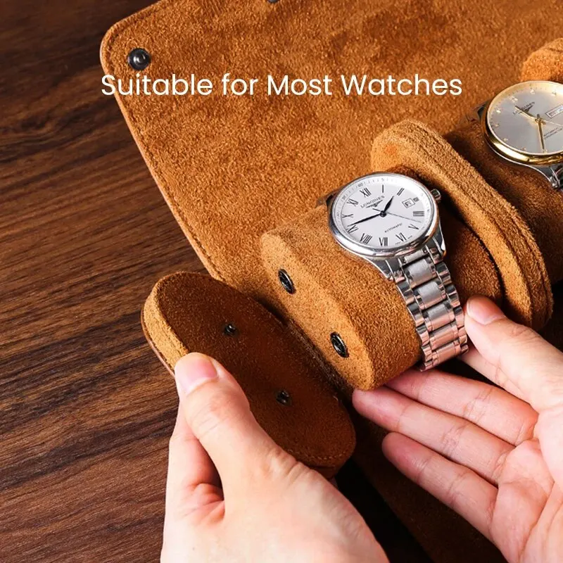 Vintage Watch Storage Holder Travel Watch Case Roll Organizer for Men Vegan Faux Leather Watch Display Case for Collection