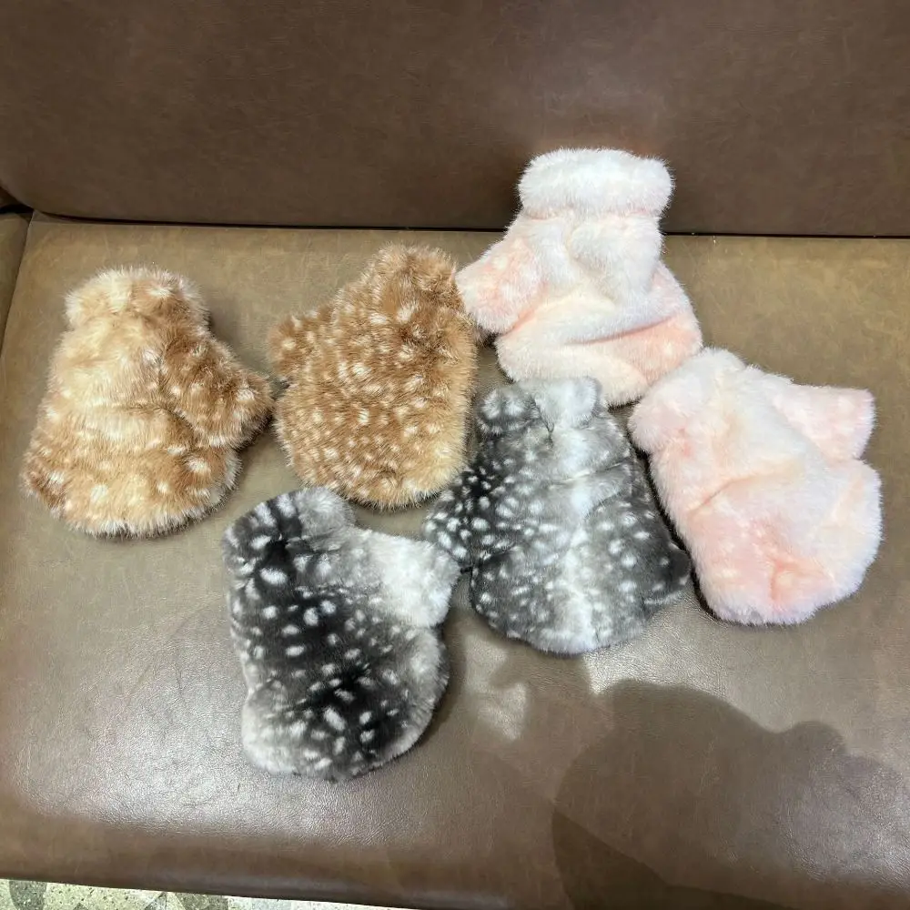 Fashion Thickened Deer Gloves Cold-proof Warm Women Gloves Windproof Touchscreen Half-fingered Gloves for Women