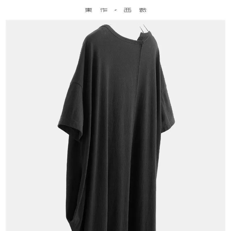 여성을위한 여름 새로운 순수 코튼 블랙 티셔츠 드레스