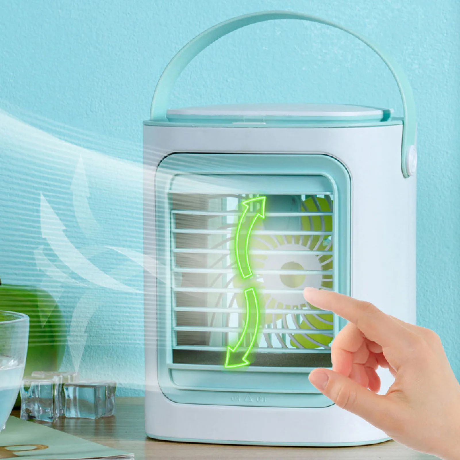 Outdoor Cordless Fan Portable Personal Evaporative Fan w 3 Wind Speed 2 Fog Modes 7 Color Light Quiet USB Desktop Fan for Office