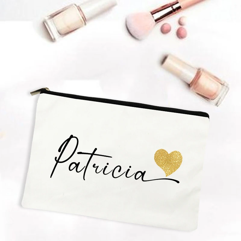 Personal Custom Name Women Cosmetic Bag Makeup Bag Pouch Travel Outdoor Toiletry Organizer Wedding Birthday Gift for Her Teacher