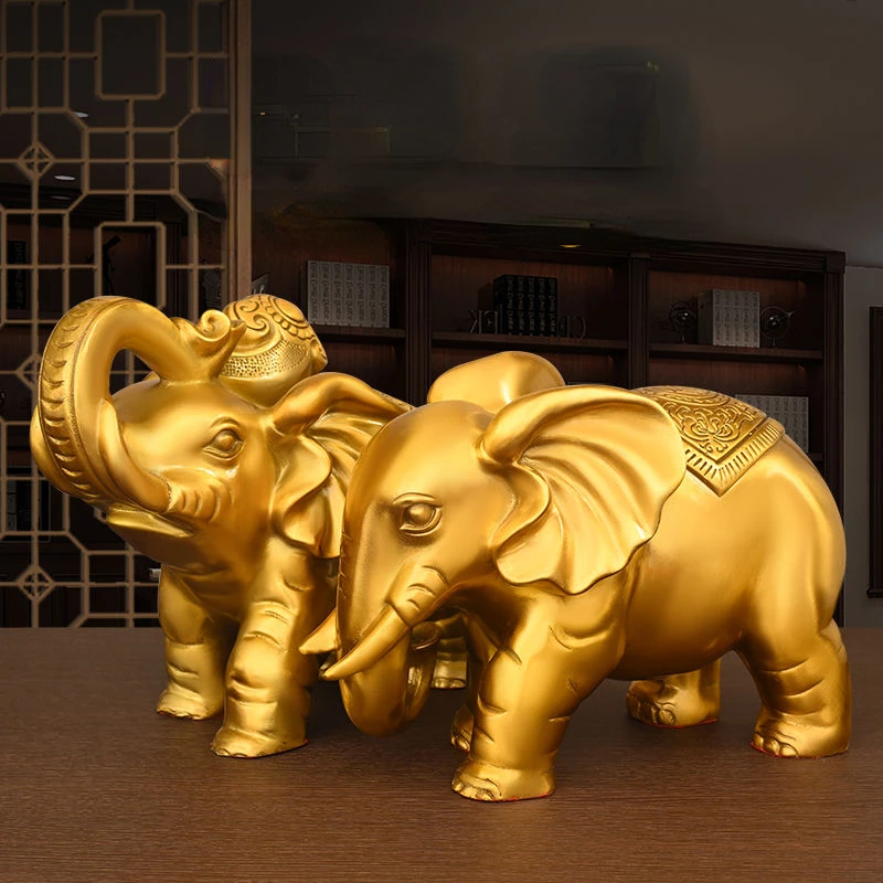 

1pairs Pure Copper Elephant Ornaments Auspicious Living Room Wine Cabinet Decoration Home Store Housewarming Gifts