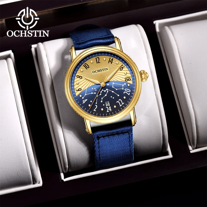 OCHSTIN Men Nylon Strap Mineral Hardened Glass Watches Automatic Waterproof Classic Wristwatch Man Mechanical Movement Watch