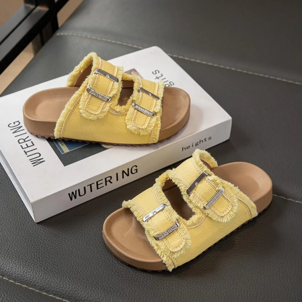

Summer New Buckle Beach Shoes Girls Casual Fashion Sandals for Girls Childrens Slides Soft Sole Slip-on Slippers Casual Shoes