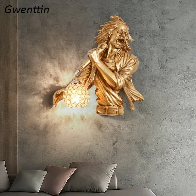 Europe Wall Light Violin Girl Guitar Singer Man Resin Art Sconces for Living Room Bedroom Lamp Home Decor LED Lighting Fixtures