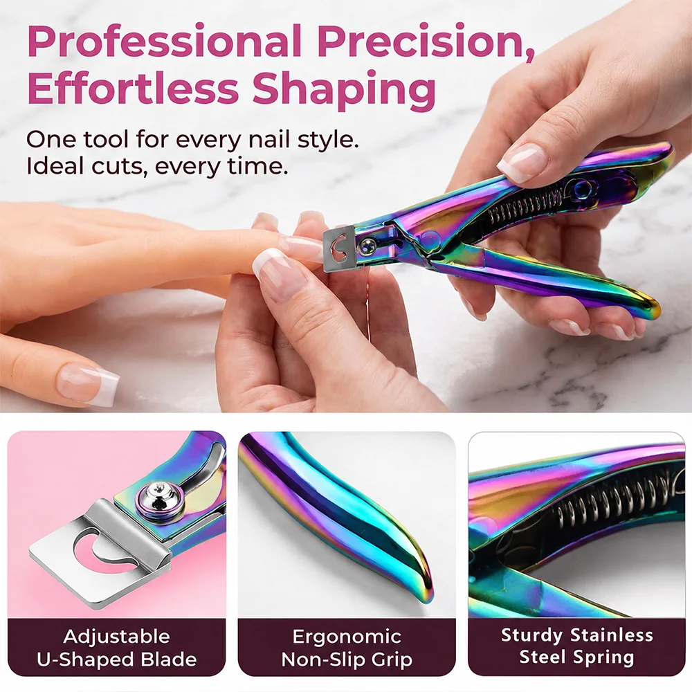 Nail Cutter Stainless Steel Nail Cutter Trimmer For Nail Art with Magnet Artificial Fake False Tips Manicure Sharp Clip Tool