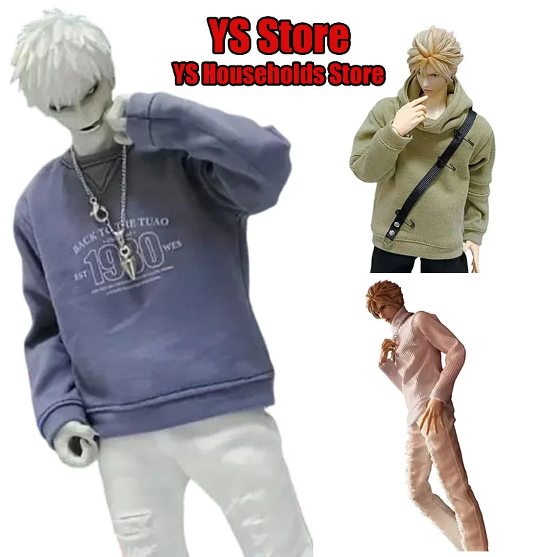 All-match 1/6 Man Soldier White Shirt Tutleneck Sweater Ripped Fashion Jeans Hoodie Sweatshirt Clothes Accessory For 12" Body