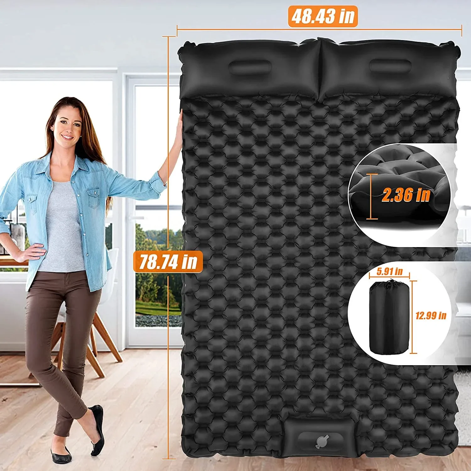 

zz High Quality 40D Nylon Durable Sleeping Pad Foot Pressure Self-Inflating Sleeping Mat