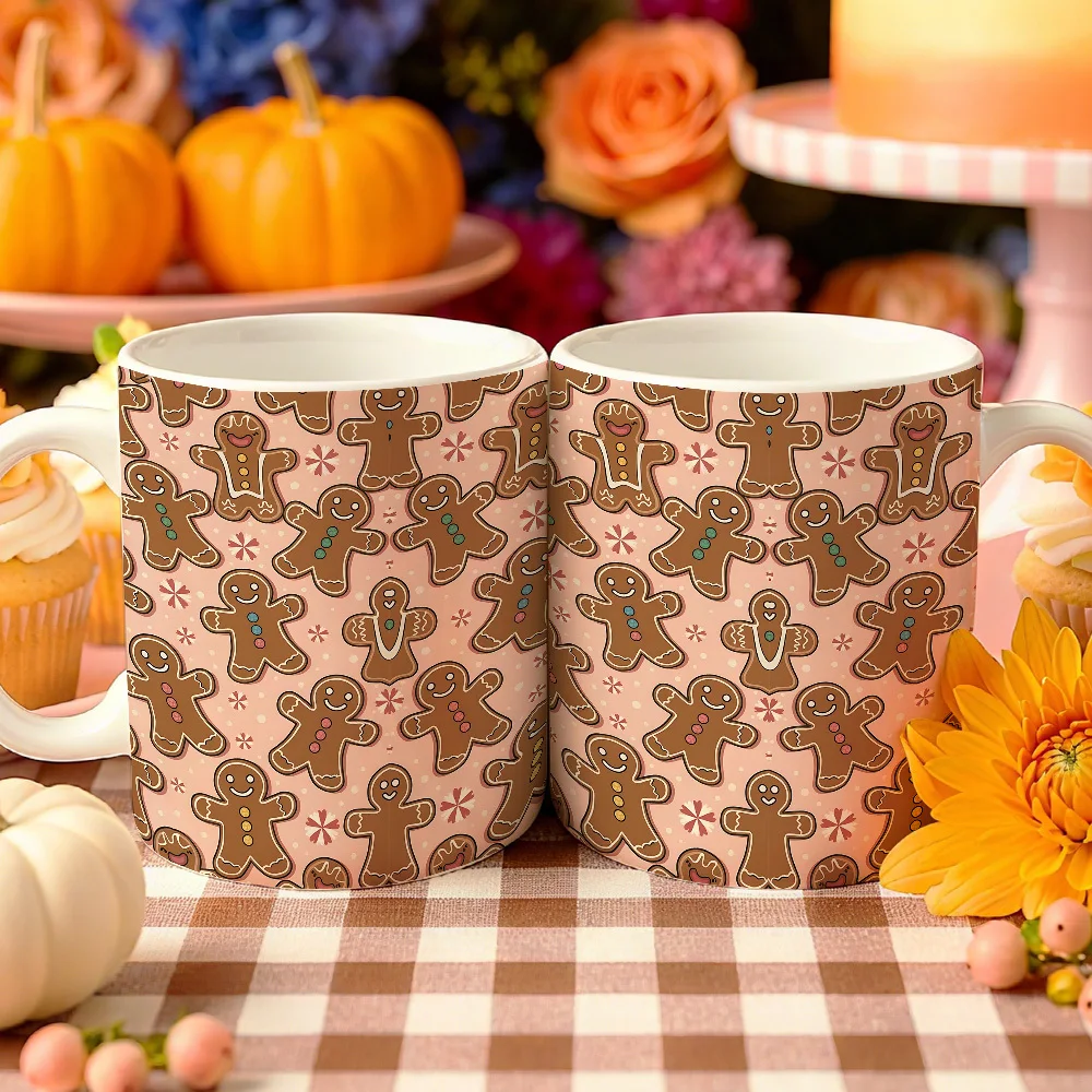 1pc Gingerbread for Man Pattern Coffee Mug, Festive Style Coffee Cup, Ideal Christmas Gift for Family Friends Colleagues, Perfect for Home Office Use During Holiday Season