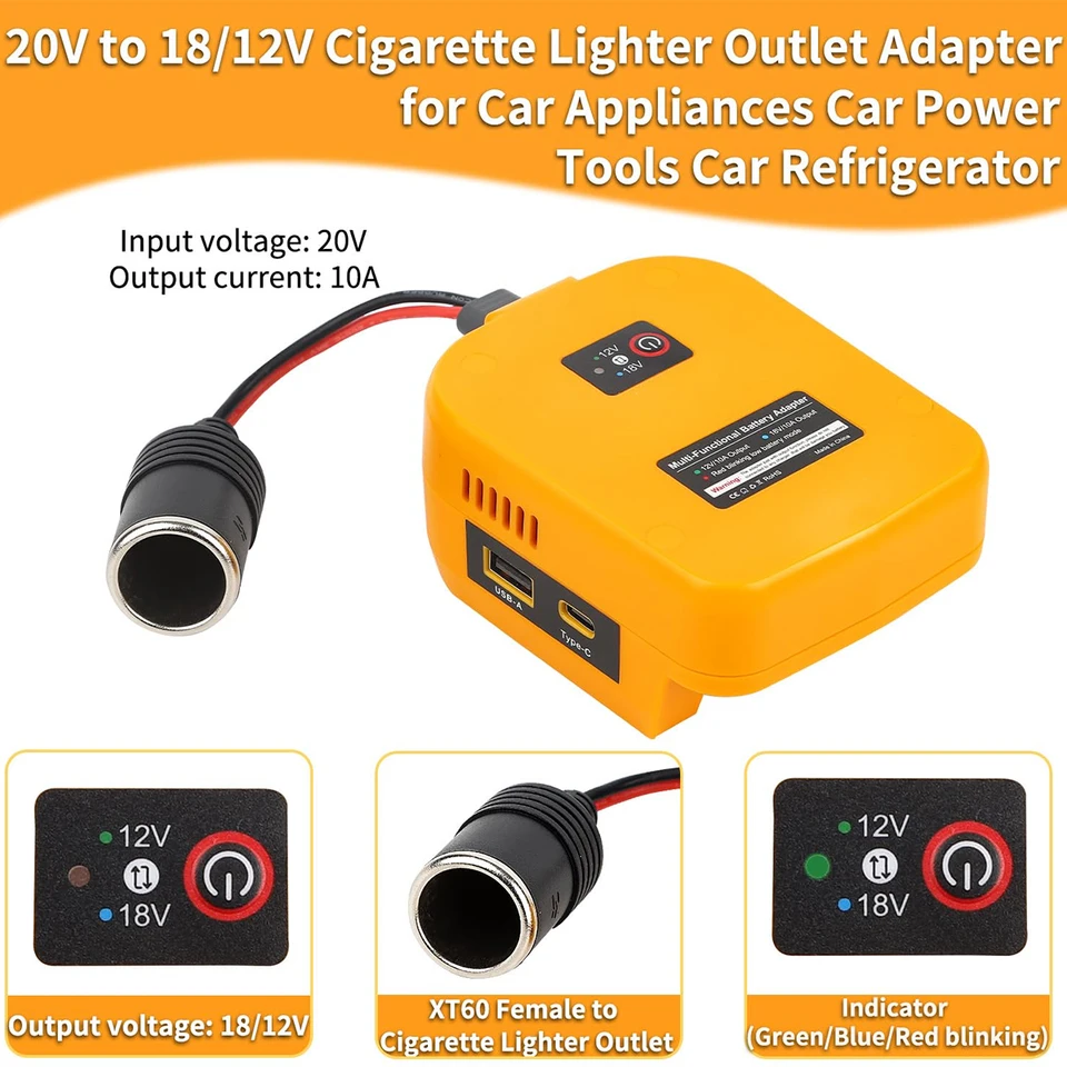 dewalt 20v to 12v cigarette lighter adapter DeWalt Battery Converter The converter features intelligent low voltage protection on the XT60 output Tool Dewalt V To 20v