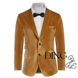Men's Blazer Retro Velvet Lapel Collar Business Slim Fit Suit Two Button Pocket Blazer Casual Daily High Quality Suit Jacket