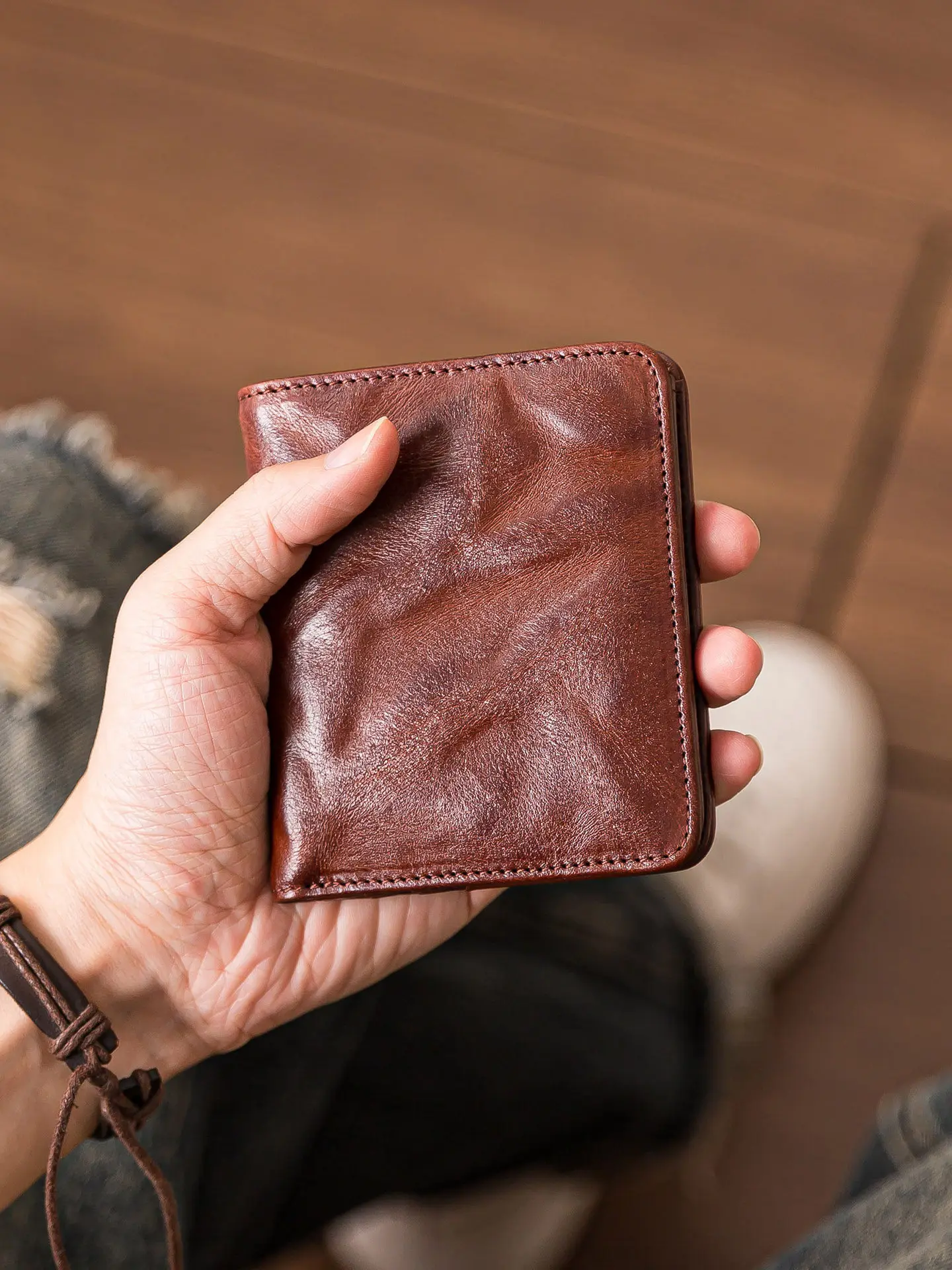 

PNDME простой повседневный мужской короткий кошелек из натуральной кожи высокого качества, модный роскошный кошелек ручной работы из коровьей кожи, кошелек для удостоверений личности