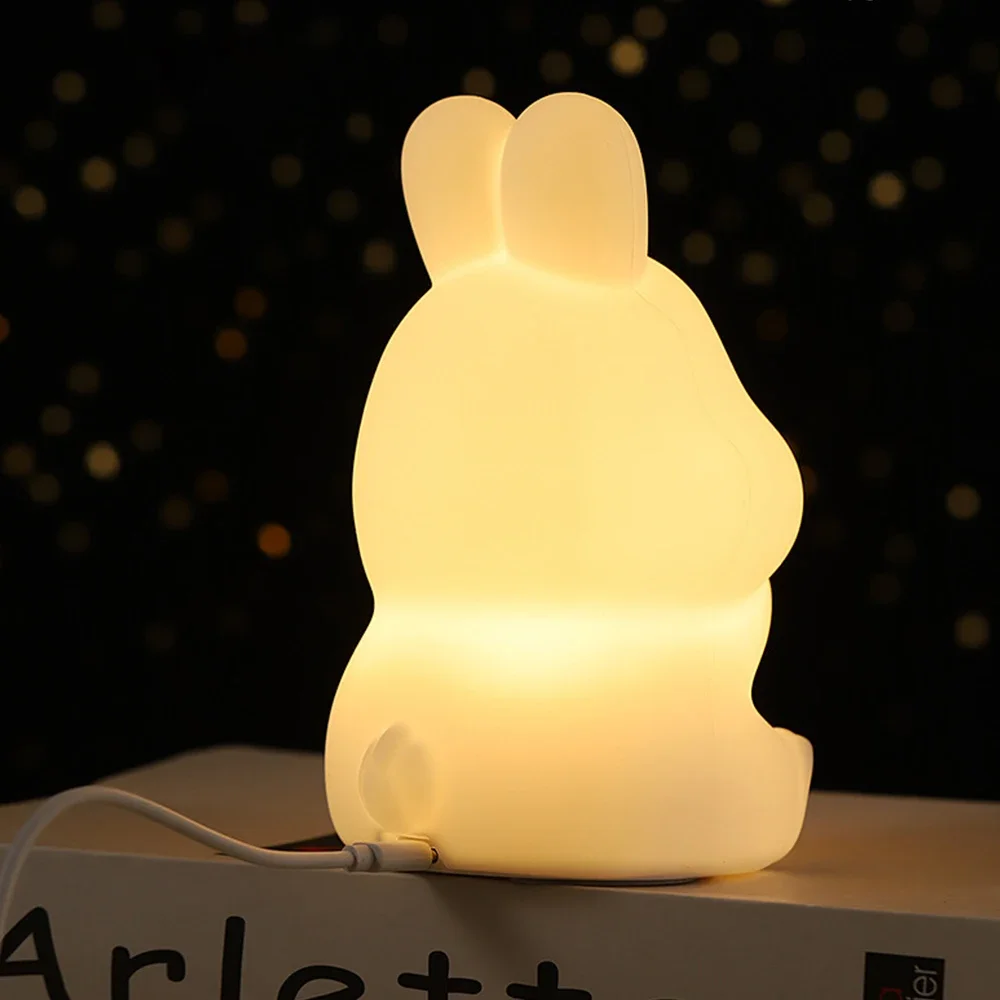 Lampe lapin LED en silicone souple avec chargement USB, veilleuse pour enfants, aide au sommeil, décoration de la maison unique, chambre à coucher, nouveau