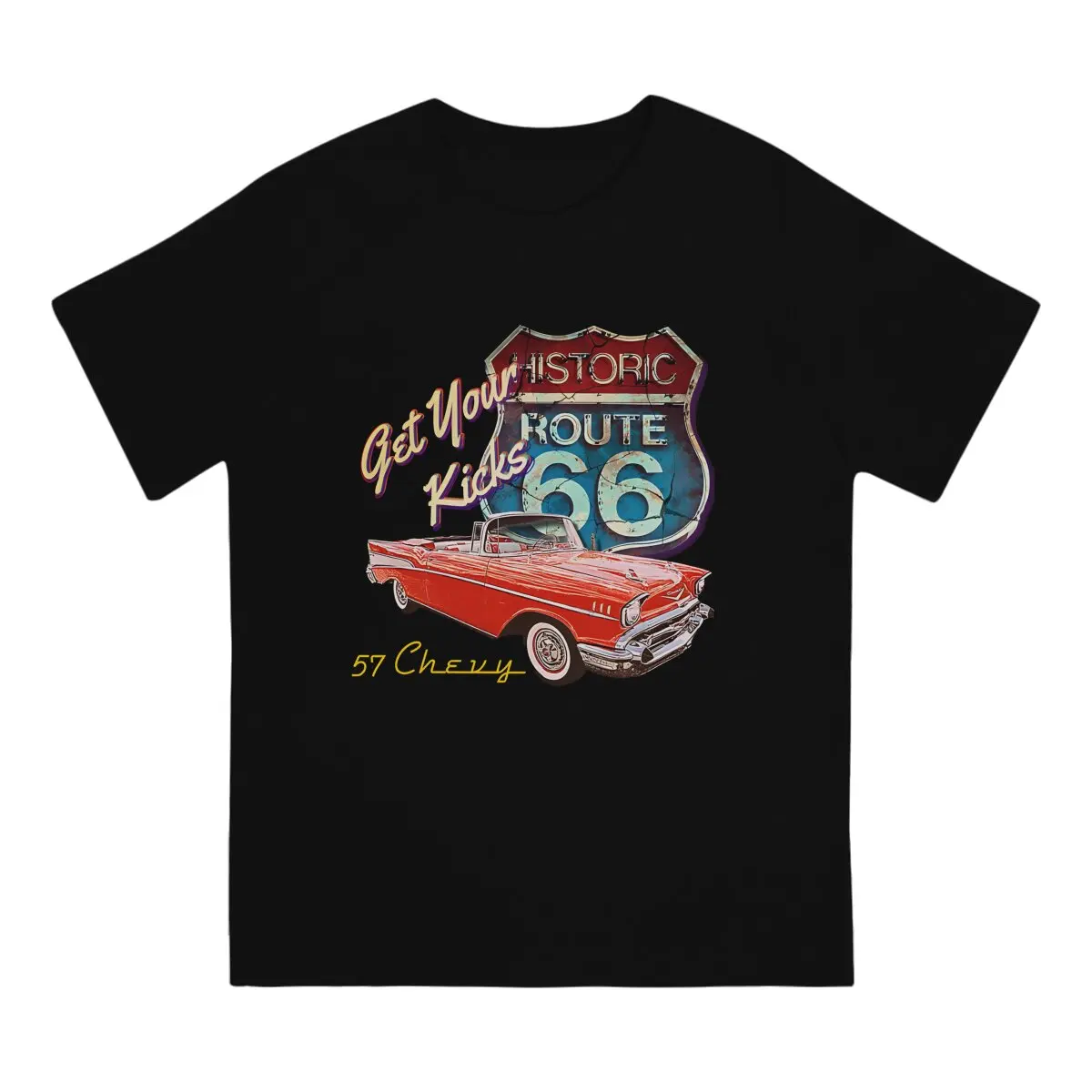 1957 Chevy Unique TShirt Americas Highway Route 66 Leisure T Shirt Summer Stuff For Men Women