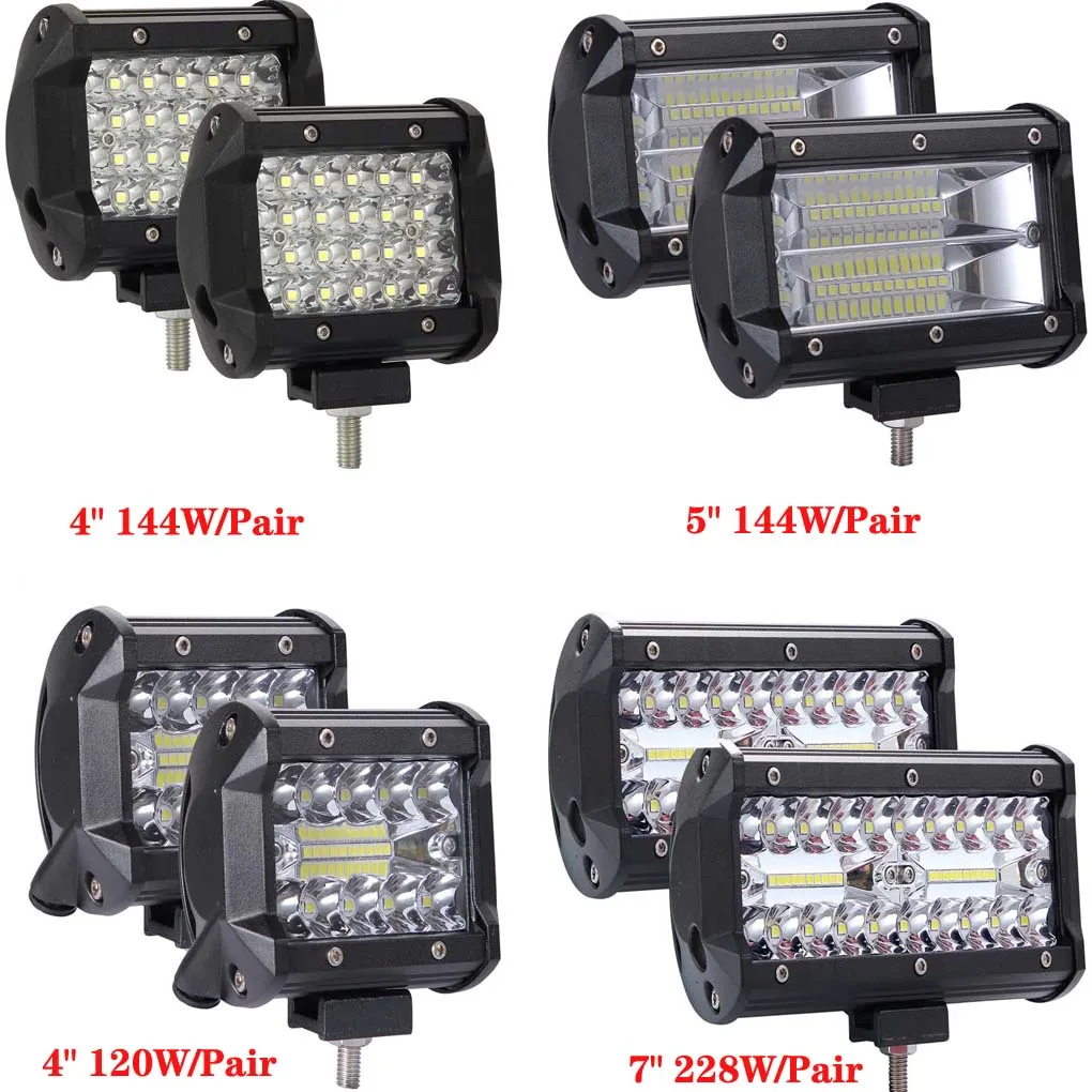 

2PCS 120W 144W 288 W/LED Spot Strip Flood Lamp Outdoor Park Road Driving Vehicle Off-road Lamp Working Light Lamp