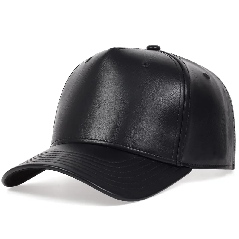 New Fashion Brand Leather Baseball Cap Hip Hop Hats Casual Sports Hats Autumn and Winter warm Cap Leather Baseball Cap for Men