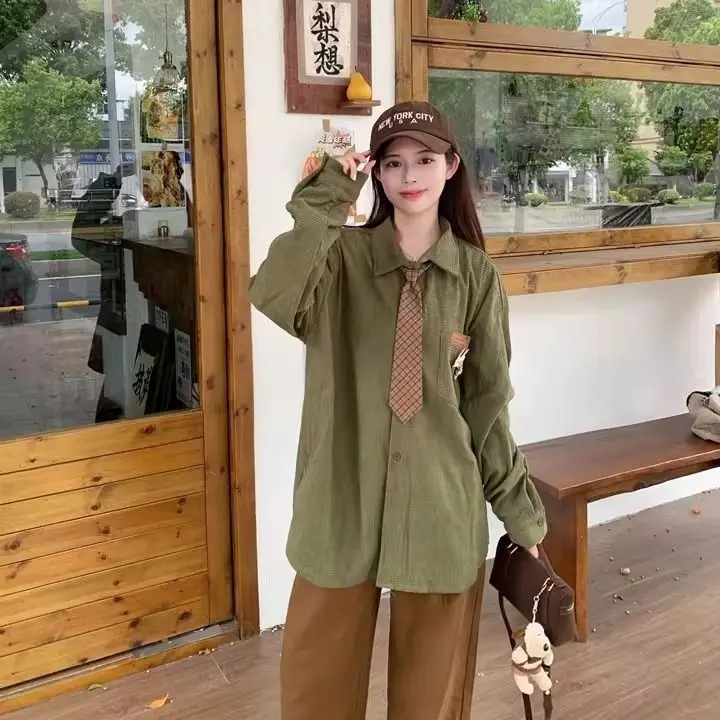 

Casual Loose Long Sve Vintage irt Versatile Outerwear Faionable Simple Personali Lapel Button up Men's Spring irt