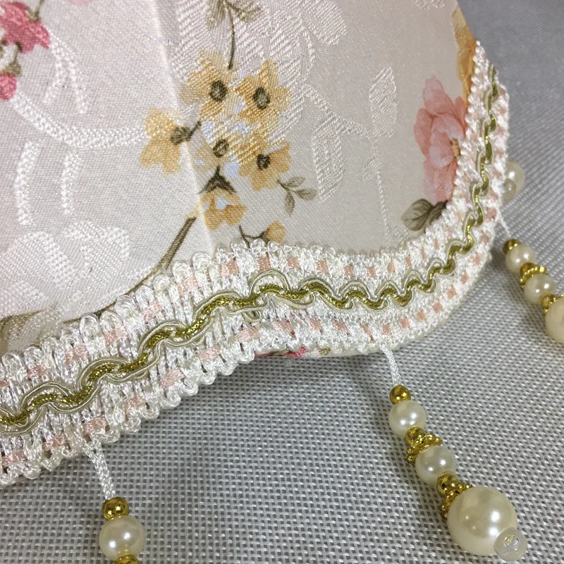 Jacquard Slant Lamp Shade Replacement Large Cream White Dome Traditional Fabric Fringe Floral Scalloped Spider for E26/E27