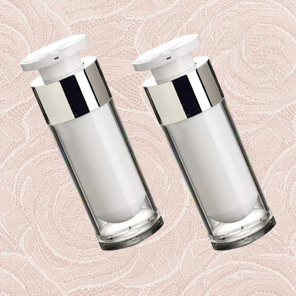 

2Pcs 30ml Vacuum Bottles Refillable Plastic Bamboo Travel Containers for Cream Perfume Shampoo Makeup Remover No