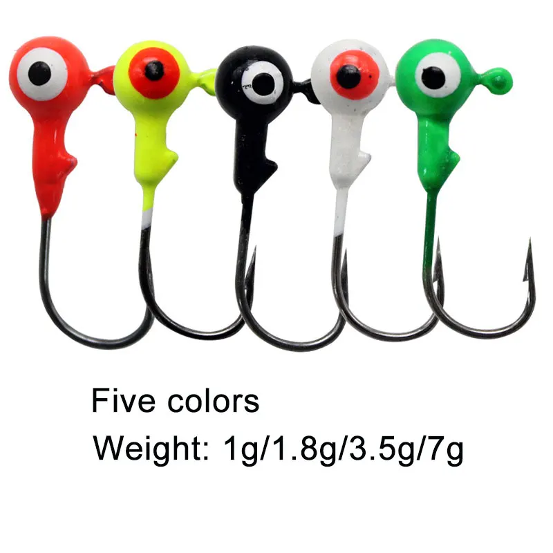 5pcs 1g 1.8g 3.5g 5g 7g Colorful Jig Head Fishhooks for Soft Lure Worm Bait Tackle, Pesca Bass Perch Pike Hooks Sharp Carbon
