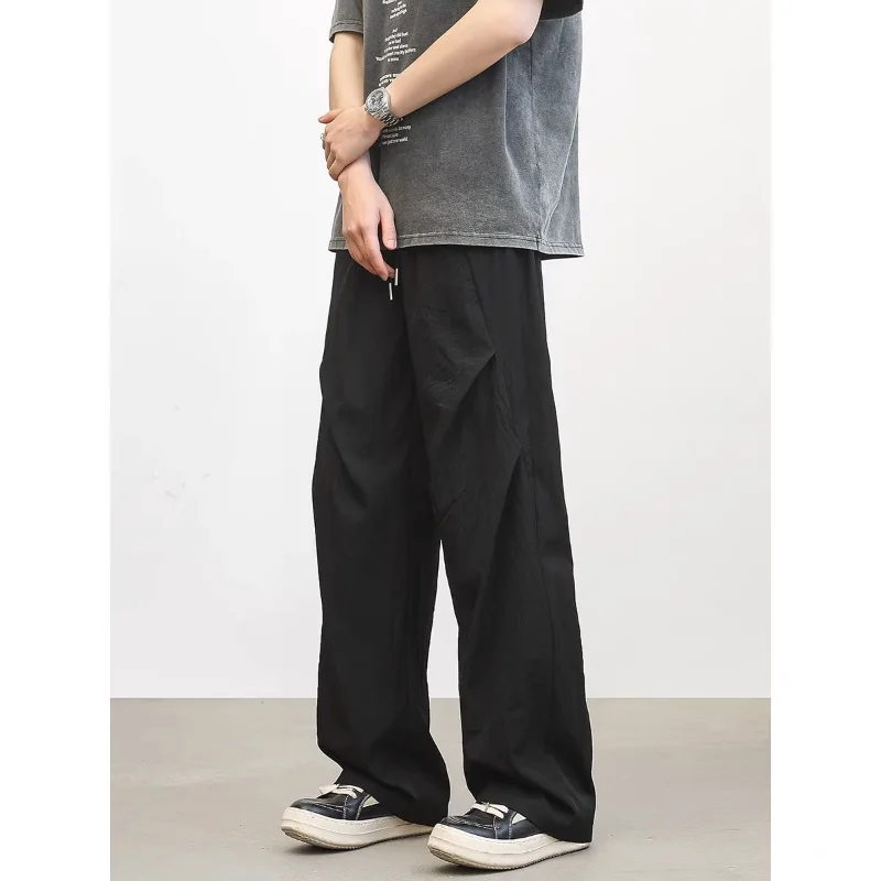 

Draped Pleated Work Pants Summer Casual American Paratrooper Trendy Brand Straight Loose Wide-leg Thin