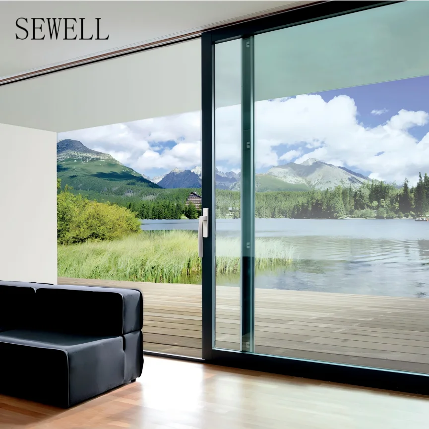 Hotel Project Engineering Exterior Aluminum Alloy Sound Insulation Double Glazed Tempered Sliding Door Living Room Patio Door