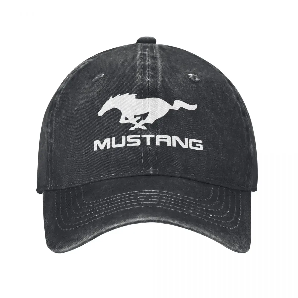 Mustang Logo Horse Distressed Washed Casquette Baseball Caps Female Male Graphic Outdoor Seasons Caps