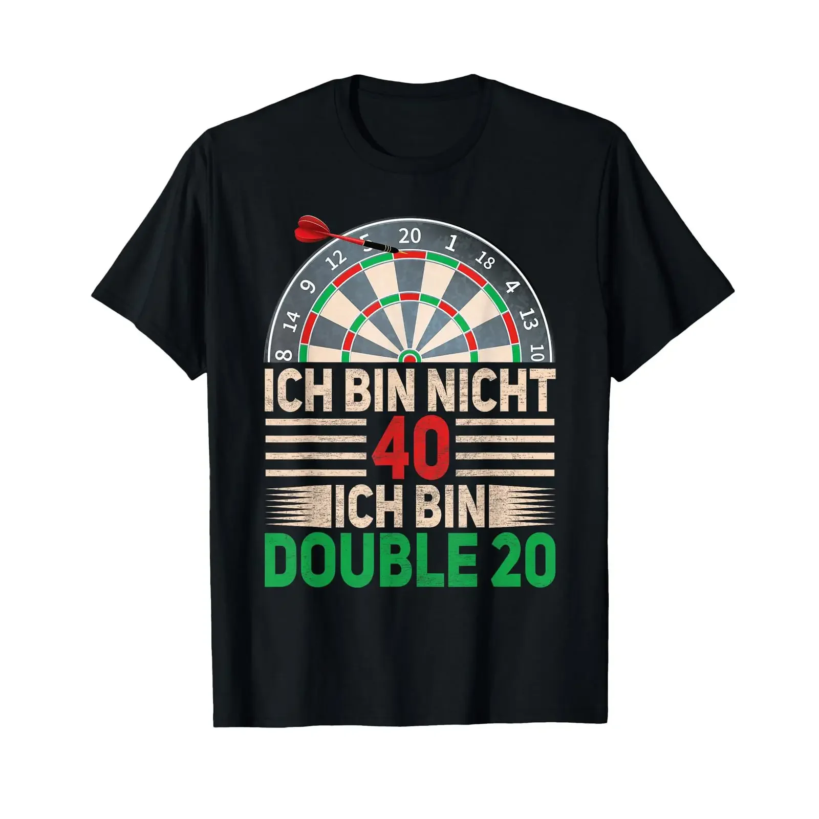 T shirt with German text Ich bin nicht 40 double 20 Language black S vintage Washed Breathable Top For Everyday Wear homme