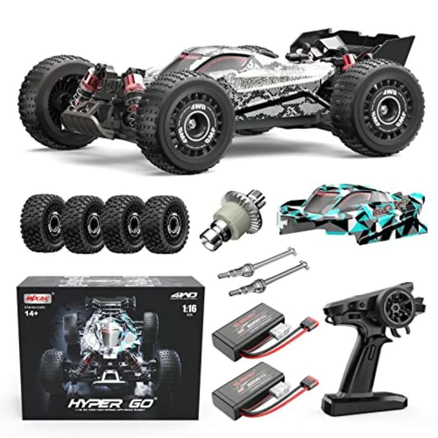 

RC buggy for adults brushless 4WD racing car black with red accents max 38 mph speed includes 2S 2000 mAh battery