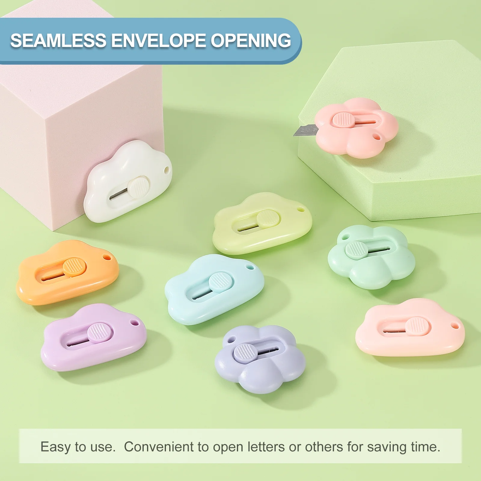 3-6Pcs Box Cutters Mini Telescopic Practical Knife Retractable Letter Opener Cloud Shaped Small Package Opener Envelope Slitter