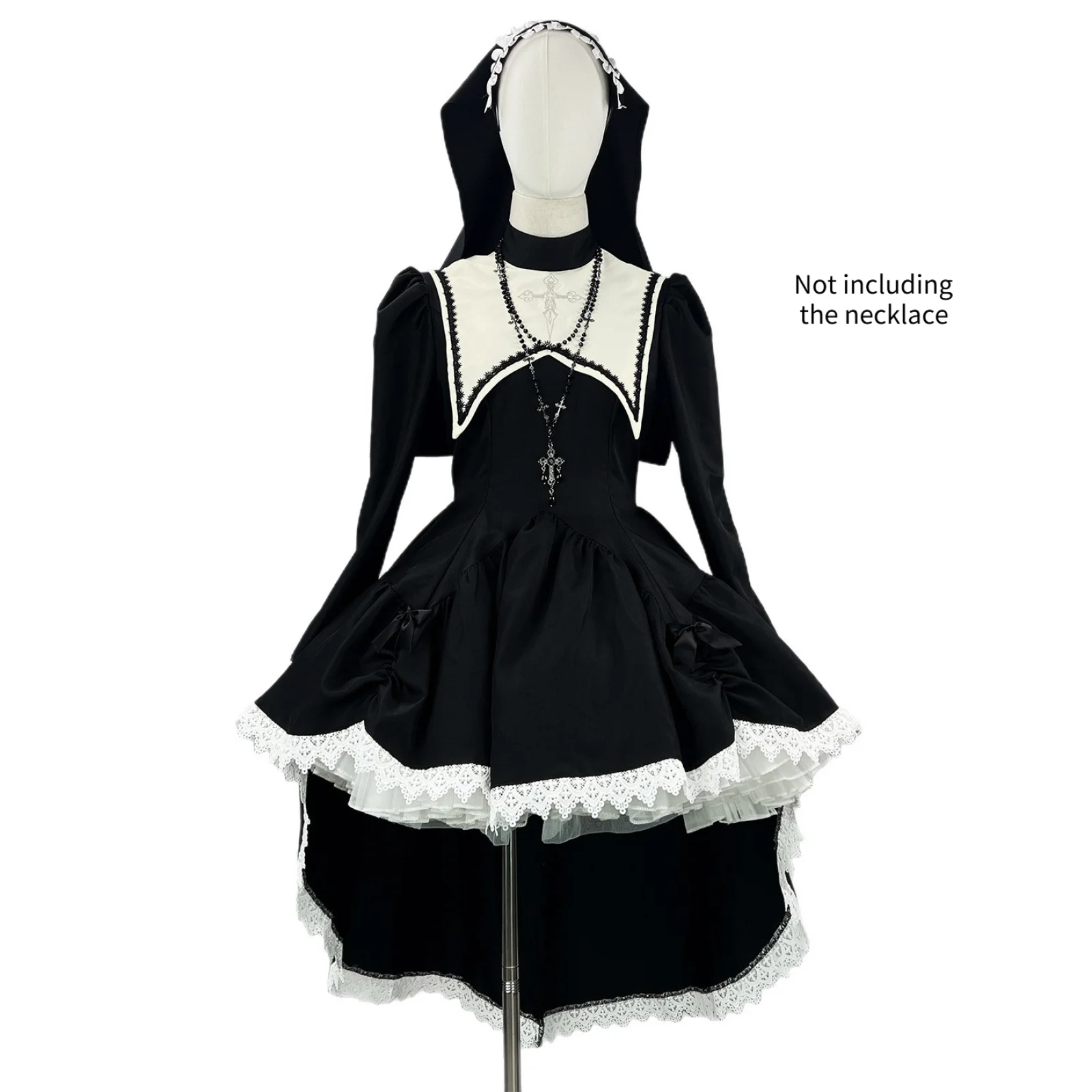 

Womens Diablo Sweet Cool Embroidered Cross Dress Halloween Nuns Costume COS Costume Subculture for Party