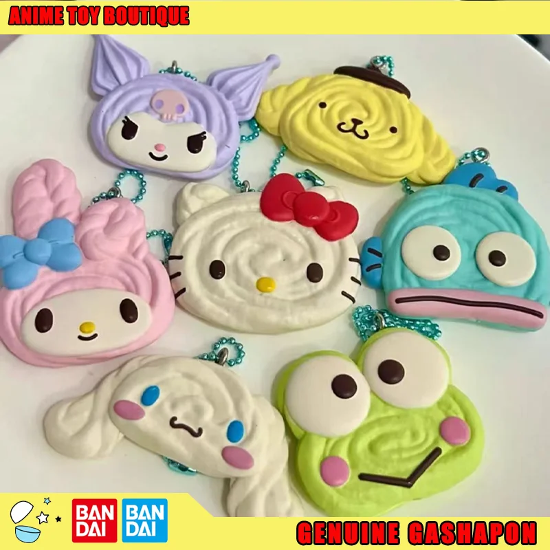 

Bandai Genuine Sanrio Pendant Gashapon Action Figure Kitty My Melody Kuromi Cream Biscuit Series Key ChainKey Chain Original