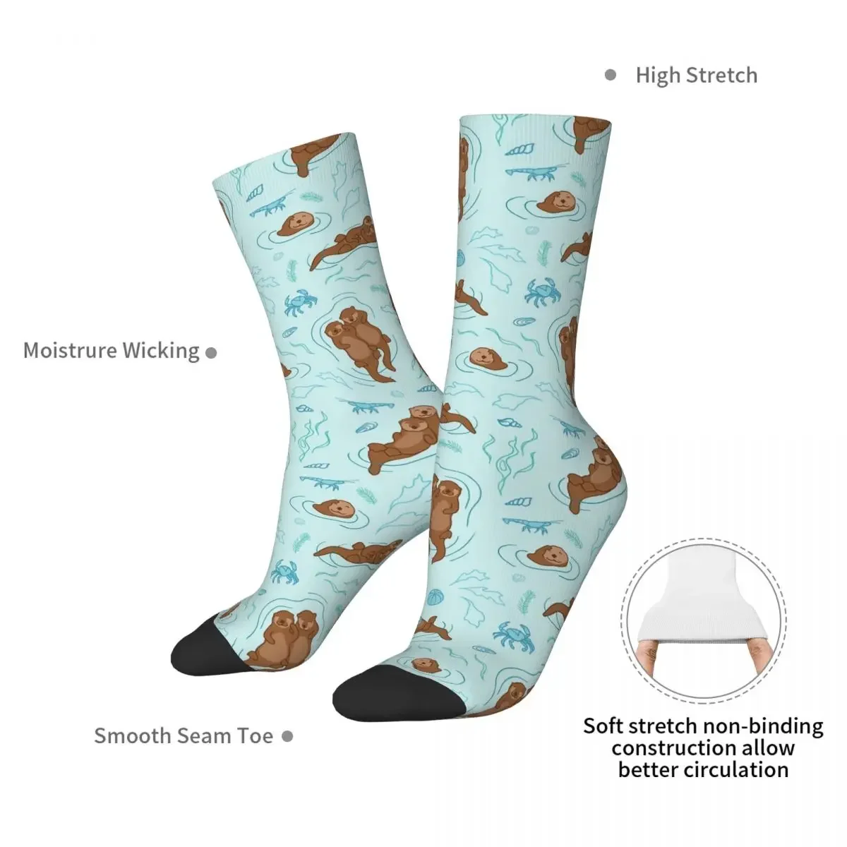 Otter Fun Light Socks Harajuku Sweat Absorbing Stockings All Season Long Socks Accessories for Man's Woman's Gifts