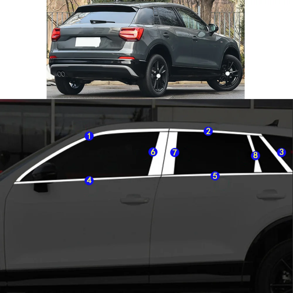 

Car Sticker Garnish Pillar Window Middle Strip Trim Frame Hoods For Audi Q2 Q2L 2018 2019 2020 2021