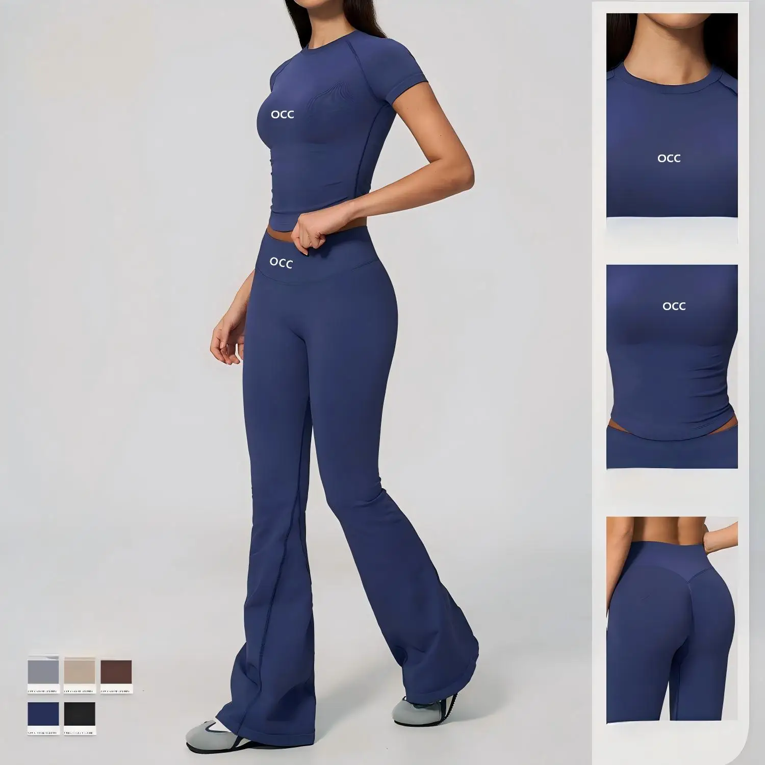 Yoga set, new fitness suit, women's tight fitting, high elasticity, fast drying Pilates, wide leg yoga suit set