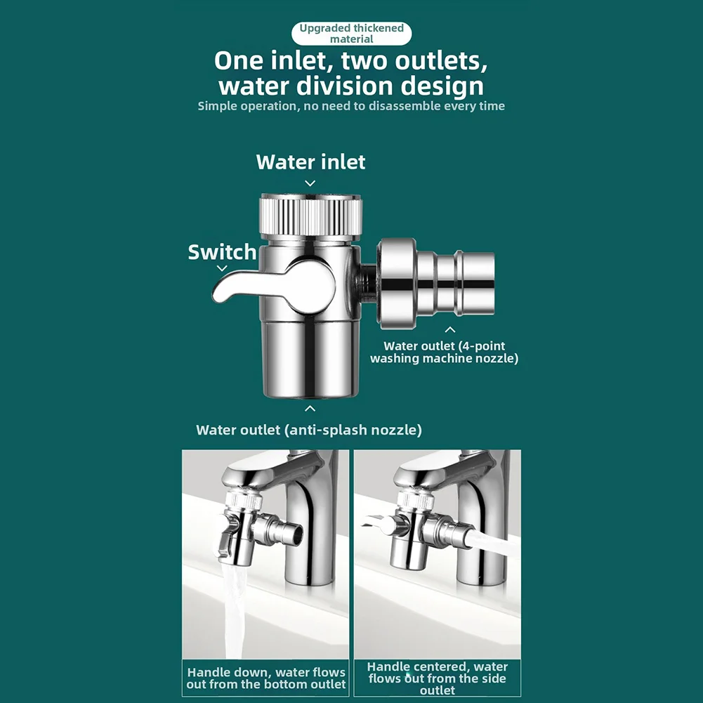 Multi Use Faucet Adapter 1 to 2 Dual Outlet Water Distributor Connector for Garden Hose and Kitchen Basin Faucets