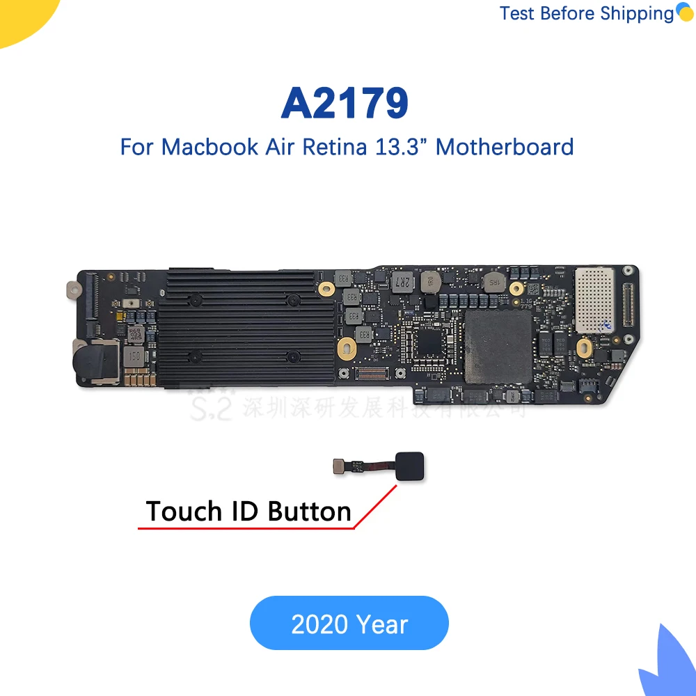 

Оригинальная материнская плата A2179 для Macbook Air Retina 1,1 ГГц 128 ГБ 820-01958-A EMC 3302 с Touch ID i3 i5 2020 года