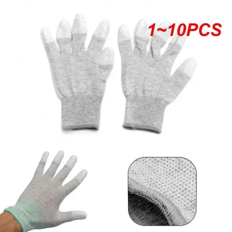 1~10PCS Carbon Fiber Gloves Anti-static Finger Dipping Anti-skid Wear-resistant Labor Protection Electronic Work Industrial