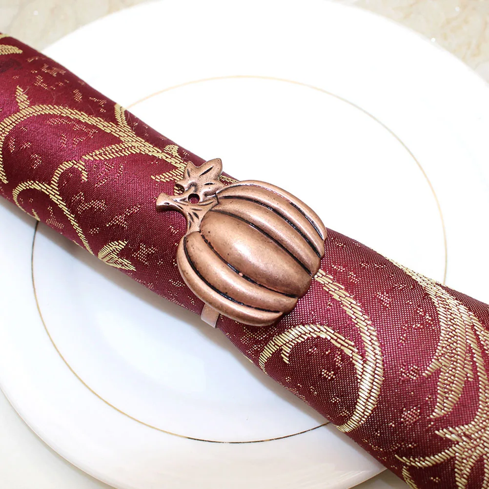 

Pumpkin Napkin Rings Gold Halloween Party Supplies Western Restaurant Decor Fall Thanksgiving Theme Rustic Buckle Kitchen Bar