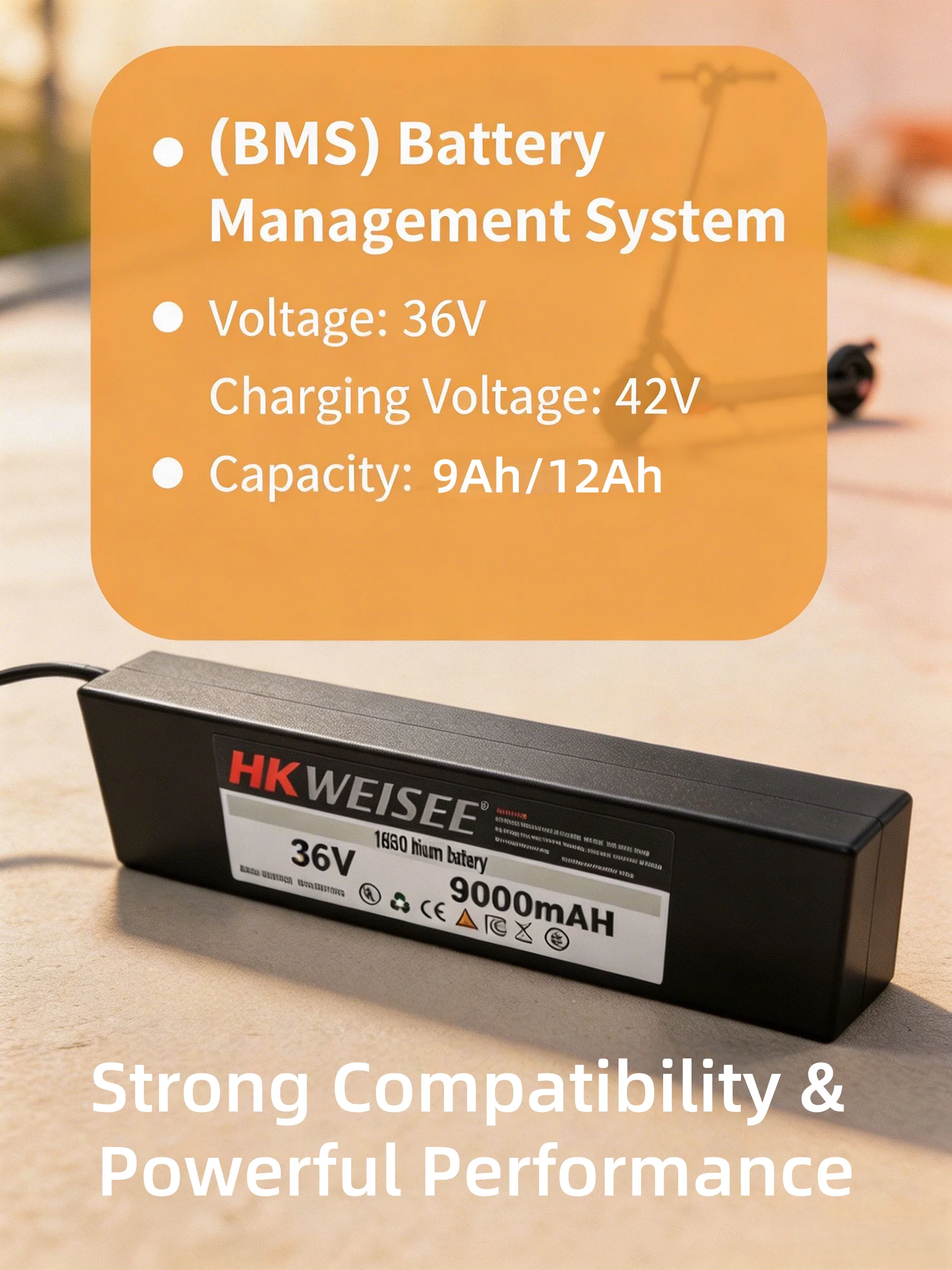 36V Electric Scooter Battery Pack 9Ah Li-ion Replacement escooter Battery Rechargeable High Capacity Long Range with BMS 30A 10S