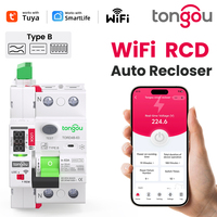 TONGOU 2P Type B RCD RCCB 63A 30mA 10KA 230V, WiFi Smart Auto Recloser with Over/Under Voltage Protection for EV Charging