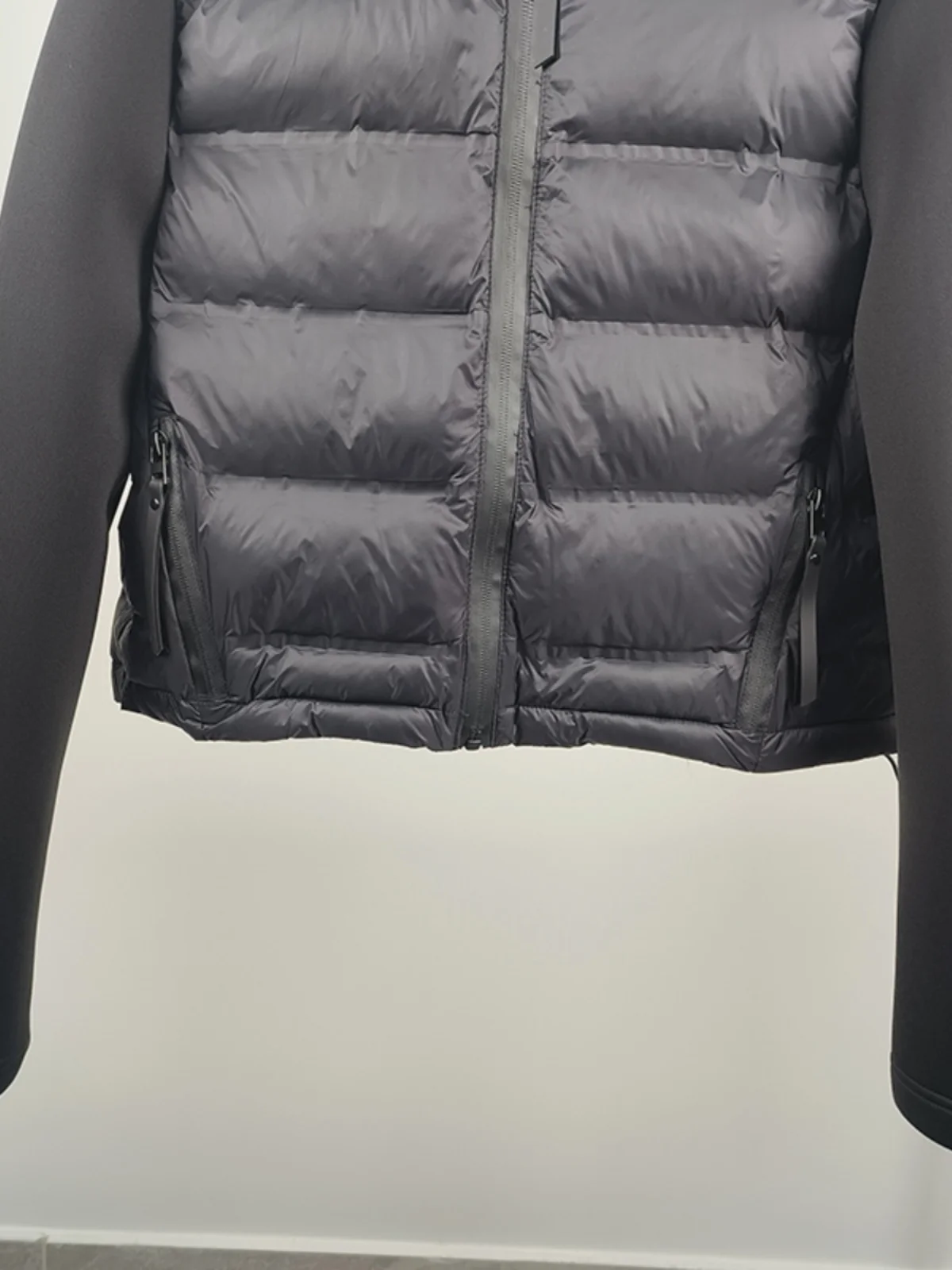 

URCACHE Women's Winter Cotton Jaet Bla Splicing Slimming Outerwear Zipper Closure Regular Thin ort Sle